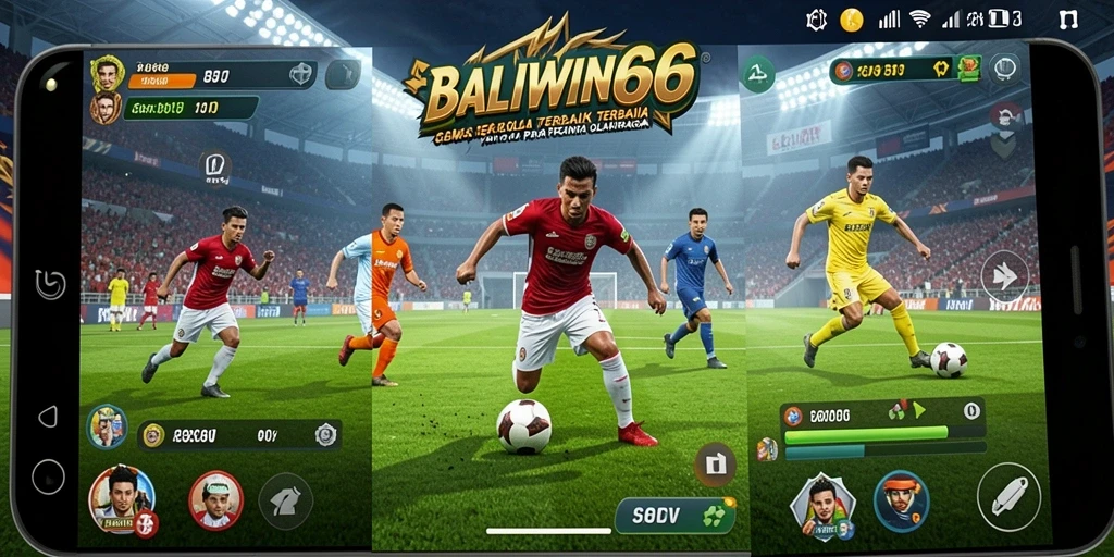 Screenshot utama BALIWIN66 menampilkan aksi pertandingan sepak bola yang intens.