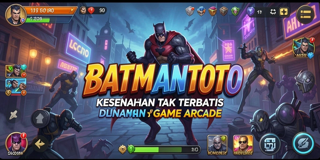 Screenshot gameplay BATMANTOTO menampilkan aksi seru dalam arena pertempuran.