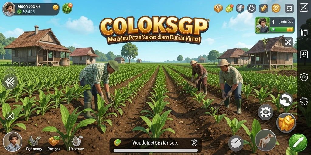 Screenshot gameplay COLOKSGP menampilkan kebun yang subur dan aktivitas petani.