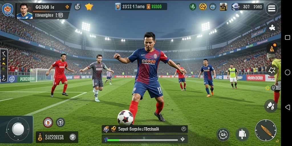 Tampilan gameplay GG368 yang penuh aksi dan realisme sepak bola.