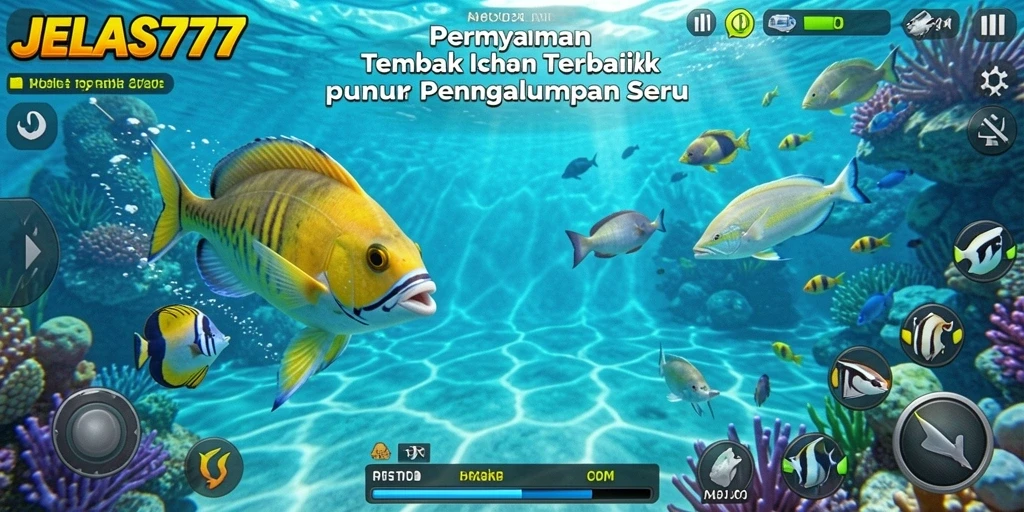Screenshot dari gameplay seru JELAS777 di bawah laut.