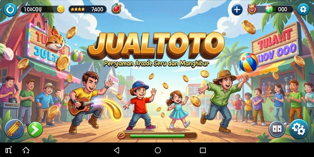 Screenshot gameplay JUALTOTO menampilkan aksi seru dari permainan Arcade.