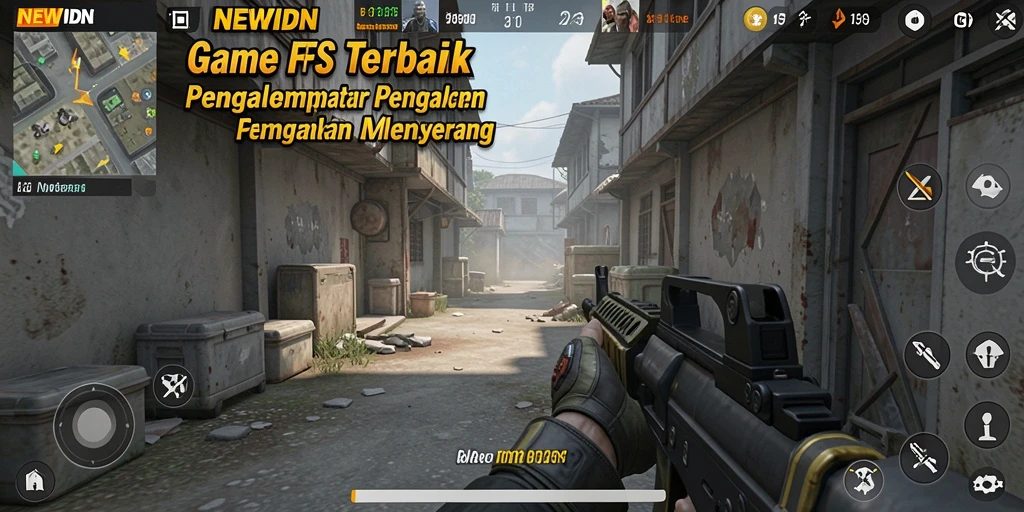 Tampilan aksi intens dalam gameplay FPS NEWIDN.