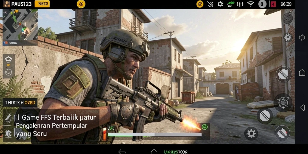 Tampilan gameplay PAUS123 yang mengesankan dengan aksi tembak-menembak.
