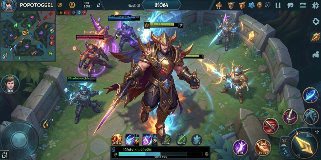 Screenshots menampilkan pertarungan memukau dalam game MOBA.