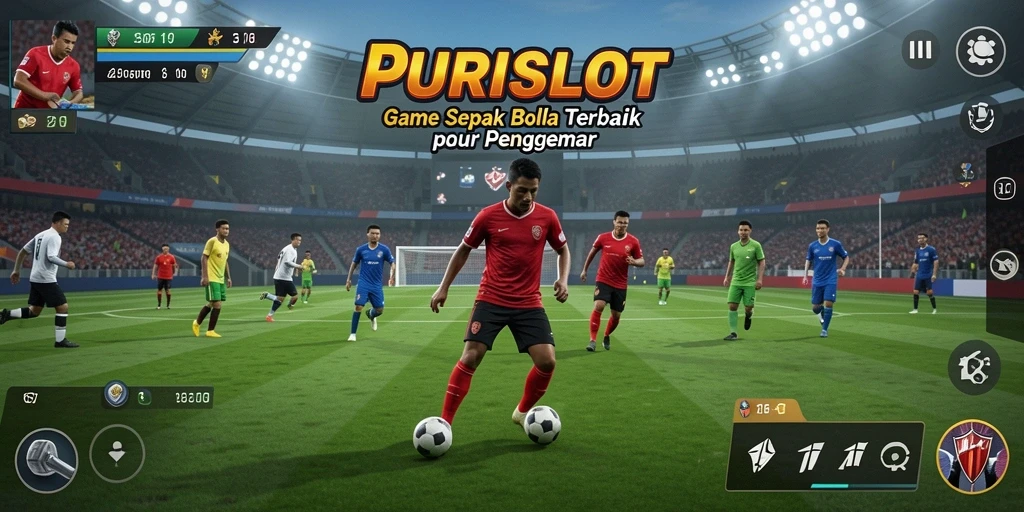 Tampilan gameplay <strong>PURISLOT</strong> saat pertandingan sepak bola yang mendebarkan.