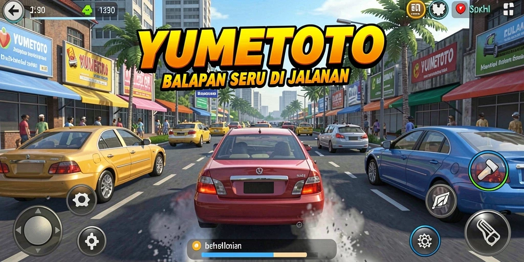 Tampilan gameplay balapan mendebarkan di YUMETOTO.